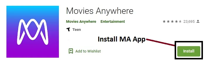 Install Movies Anywhere on Android TV