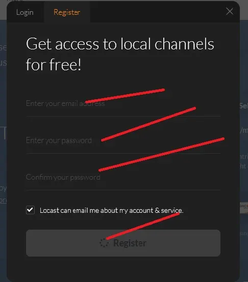 Locast Register Details