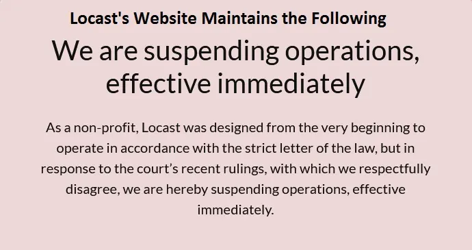 locast org activate operation suspended