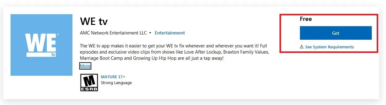 wetv on Xbox